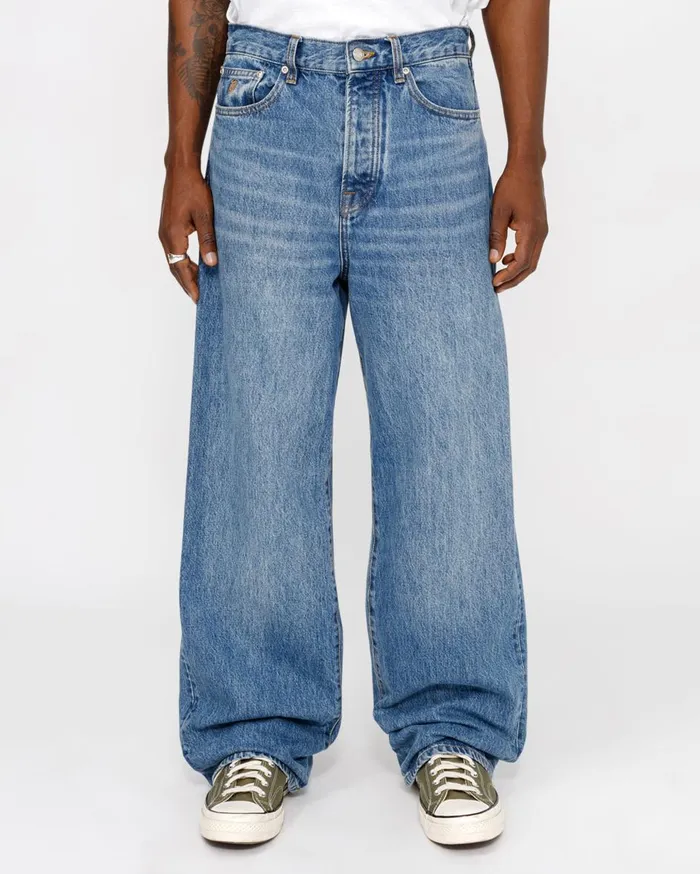 Pants MenWomen Stussy RELAXED JEAN DENIM Medium Blue Pants MenWomen Stussy RELAXED JEAN DENIM Medium Blue