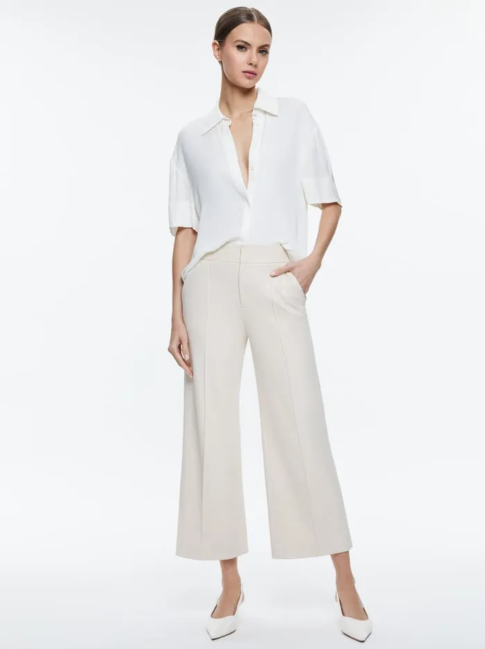 Pants Women Alice Olivia Dylan Cropped Pant Solid Oatmeal