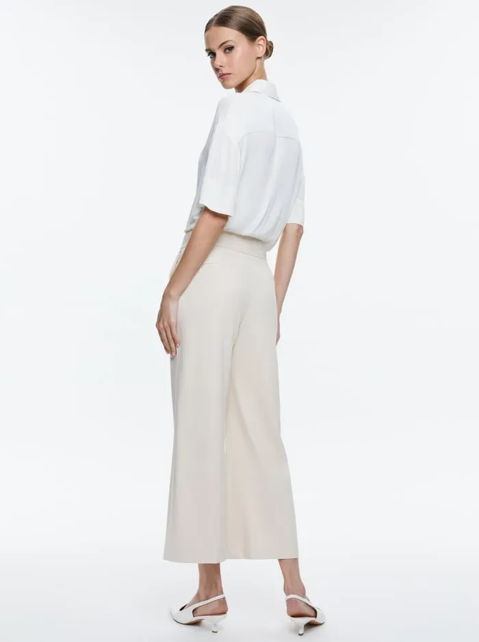 Pants Women Alice Olivia Dylan Cropped Pant Solid Oatmeal