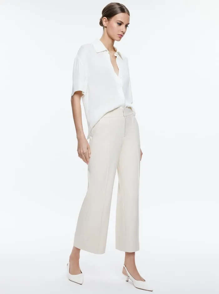 Pants Women Alice Olivia Dylan Cropped Pant Solid Oatmeal