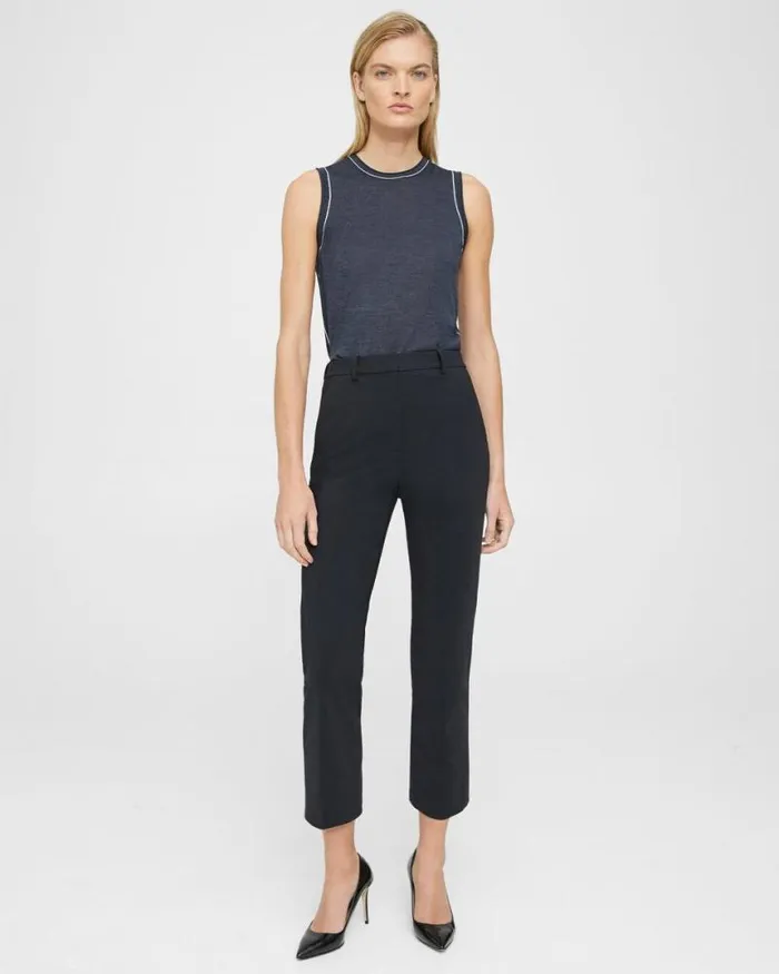 Pants Women Theory Cropped HighWaist Pant In Precision Ponte Black