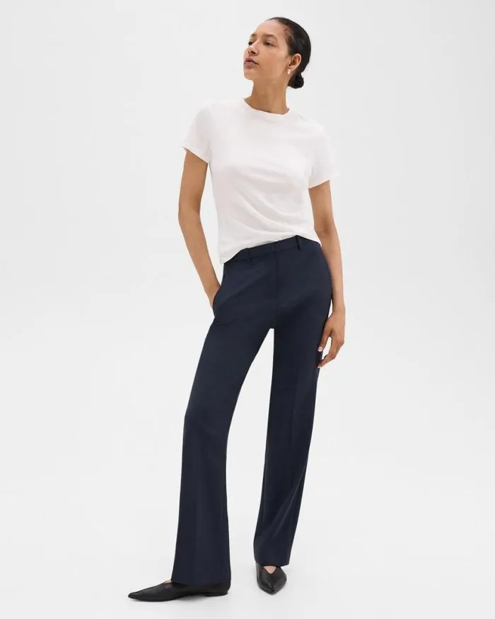 Pants Women Theory Flared Pant In Good Wool Nocturne Navy