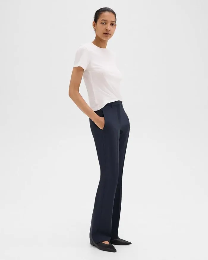 Pants Women Theory Flared Pant In Good Wool Nocturne Navy