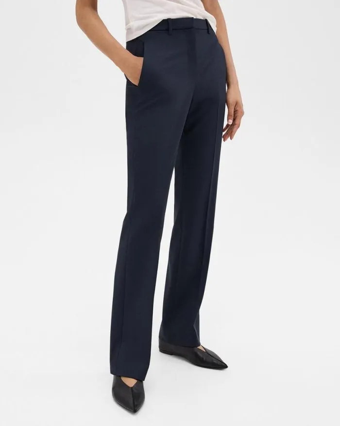 Pants Women Theory Flared Pant In Good Wool Nocturne Navy