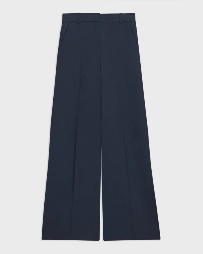 Pants Women Theory HighWaist WideLeg Pant In Good Wool Nocturne Navy
