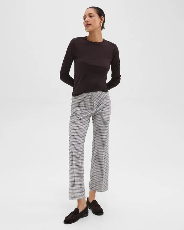 Pants Women Theory Kick Pant In Stretch Houndstooth Knit Cinder Multi