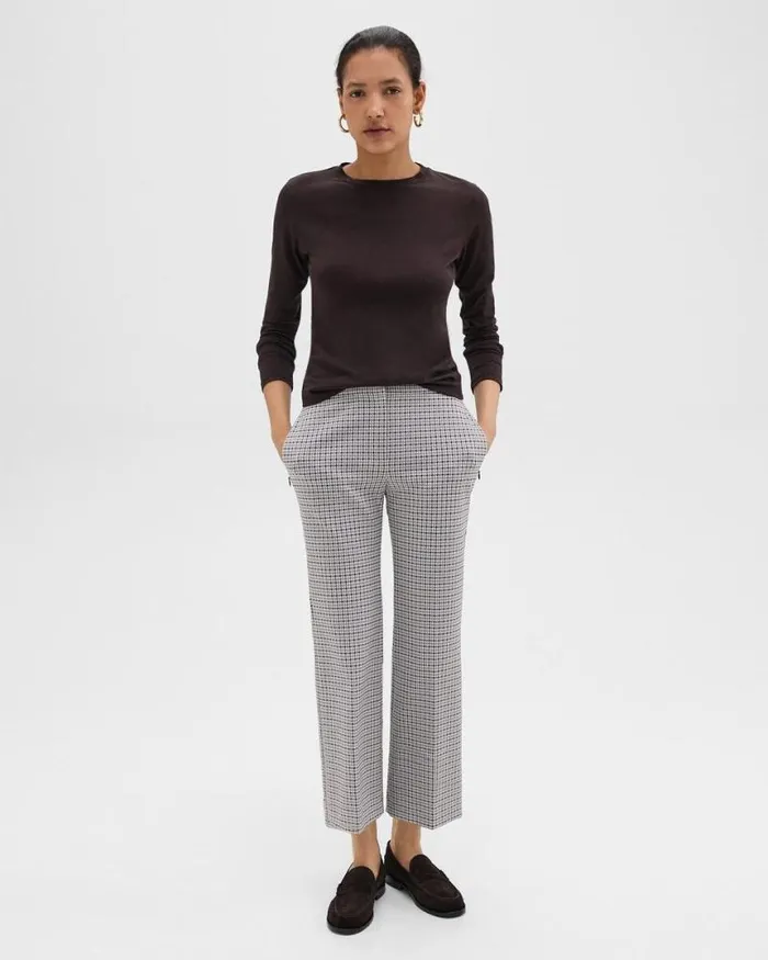 Pants Women Theory Kick Pant In Stretch Houndstooth Knit Cinder Multi Pants Women Theory Kick Pant In Stretch Houndstooth Knit Cinder Multi