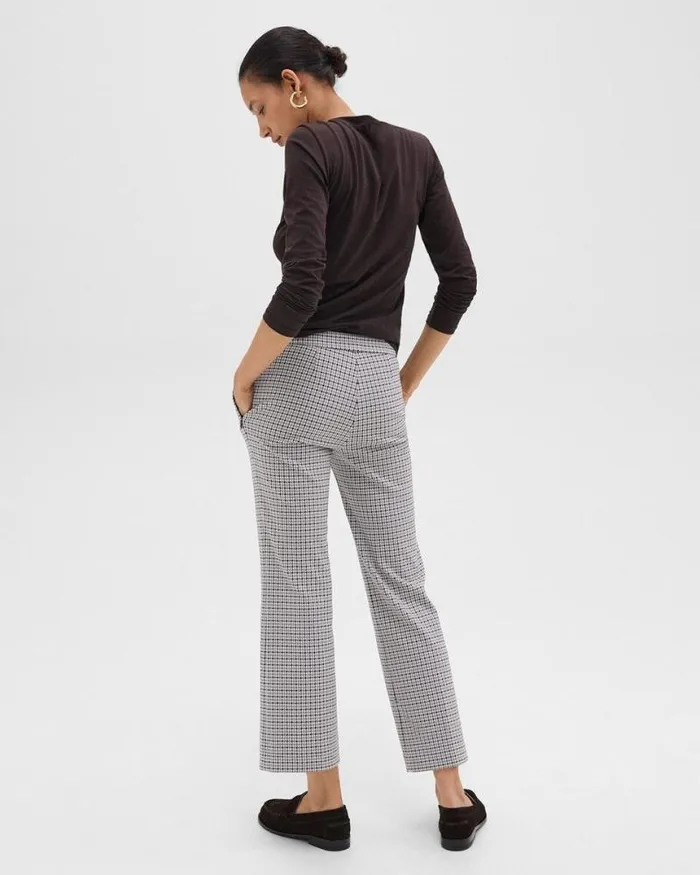 Pants Women Theory Kick Pant In Stretch Houndstooth Knit Cinder Multi Pants Women Theory Kick Pant In Stretch Houndstooth Knit Cinder Multi