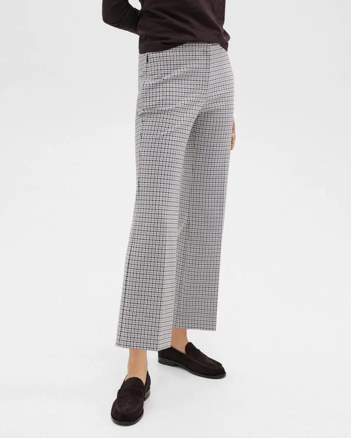 Pants Women Theory Kick Pant In Stretch Houndstooth Knit Cinder Multi Pants Women Theory Kick Pant In Stretch Houndstooth Knit Cinder Multi