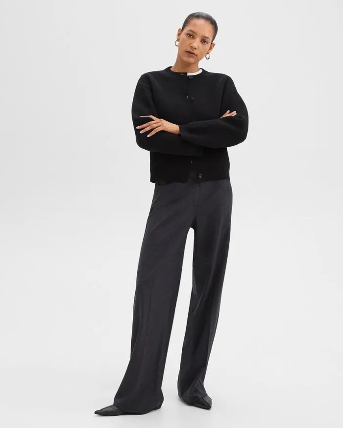 Pants Women Theory StraightLeg 5Pocket Pant In Stretch Flannel Charcoal Melange