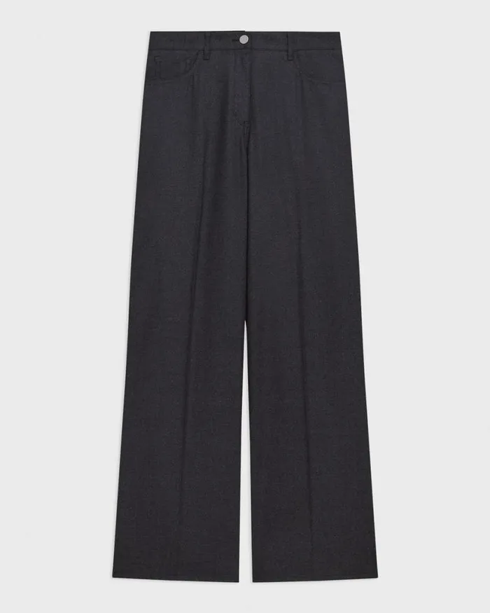 Pants Women Theory StraightLeg 5Pocket Pant In Stretch Flannel Charcoal Melange Pants Women Theory StraightLeg 5Pocket Pant In Stretch Flannel Charcoal Melange