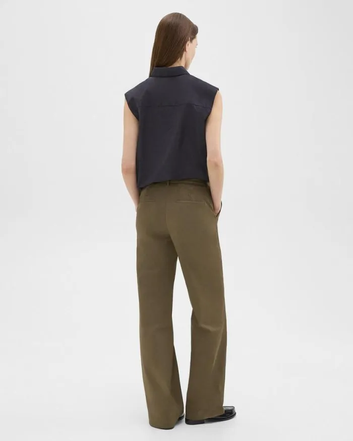 Pants Women Theory StraightLeg Pant In Organic Cotton Dark Olive Pants Women Theory StraightLeg Pant In Organic Cotton Dark Olive
