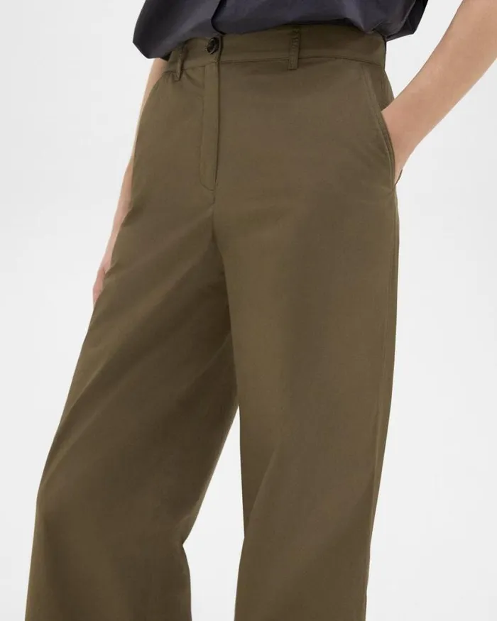 Pants Women Theory StraightLeg Pant In Organic Cotton Dark Olive Pants Women Theory StraightLeg Pant In Organic Cotton Dark Olive