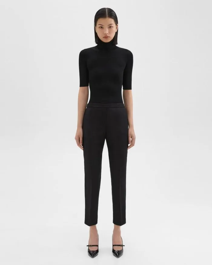 Pants Women Theory Treeca PullOn Pant In Sleek Flannel Black
