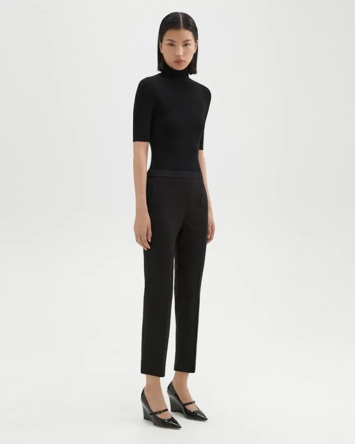 Pants Women Theory Treeca PullOn Pant In Sleek Flannel Black
