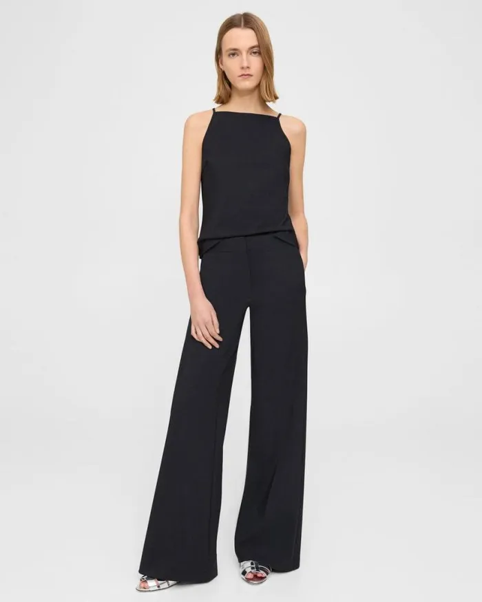 Pants Women Theory WideLeg Pant In Precision Ponte Black