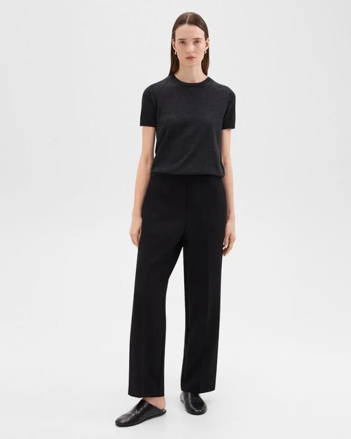 Pants Women Theory WideLeg PullOn Pant In Admiral Crepe Black