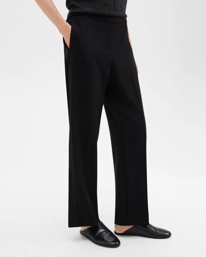 Pants Women Theory WideLeg PullOn Pant In Admiral Crepe Black