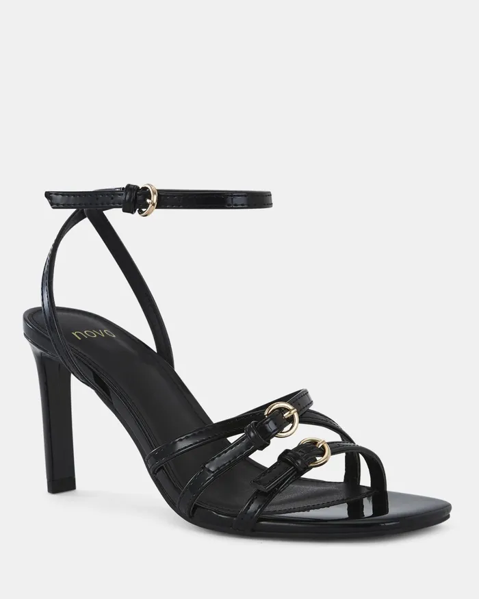 Party Women NOVO Shoes MADAIO Black Patent Stilettos