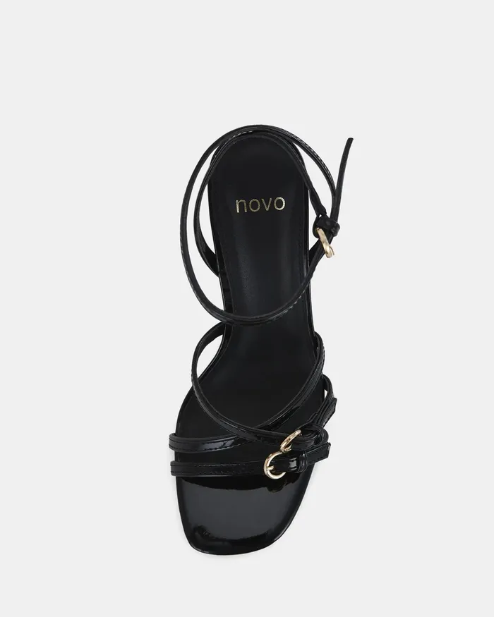Party Women NOVO Shoes MADAIO Black Patent Stilettos
