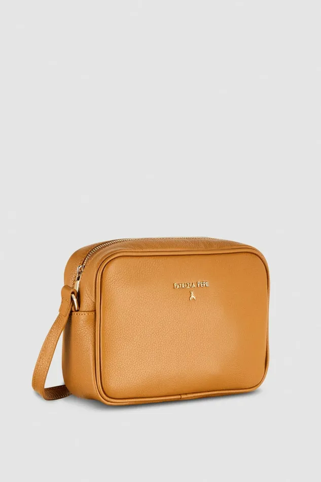 Patrizia Pepe Crossbodys Leather Camera Bag With Inside Pocket Brown 8211 Women