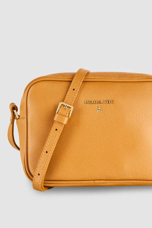 Patrizia Pepe Crossbodys Leather Camera Bag With Inside Pocket Brown 8211 Women