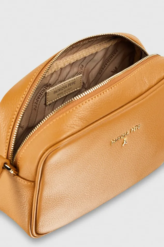 Patrizia Pepe Crossbodys Leather Camera Bag With Inside Pocket Brown 8211 Women