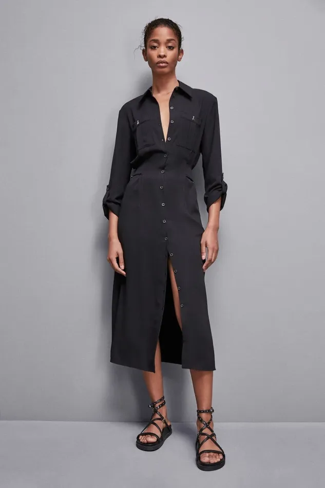 Patrizia Pepe Dresses LongSleeved Chemisier Dress Black 8211 Women