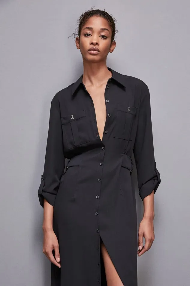 Patrizia Pepe Dresses LongSleeved Chemisier Dress Black 8211 Women