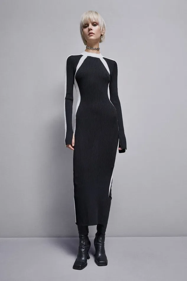 Patrizia Pepe Dresses Ribbed Viscose Blend Dress Black 8211 Women