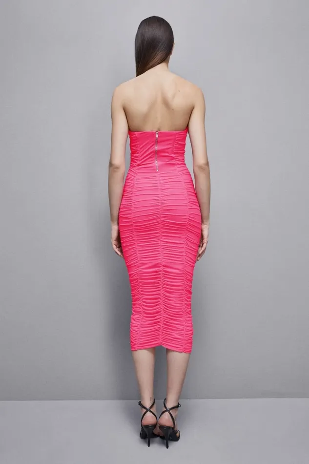 Patrizia Pepe Dresses Tulle And Jersey Midi Dress With Feathers Pink 8211 Women