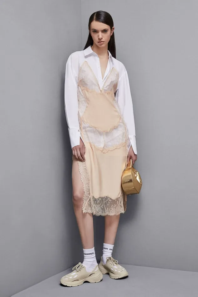 Patrizia Pepe Dresses Viscose Satin Shirt Dress Beige 8211 Women