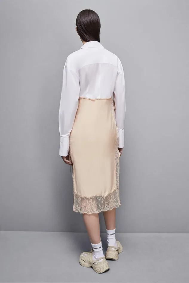 Patrizia Pepe Dresses Viscose Satin Shirt Dress Beige 8211 Women