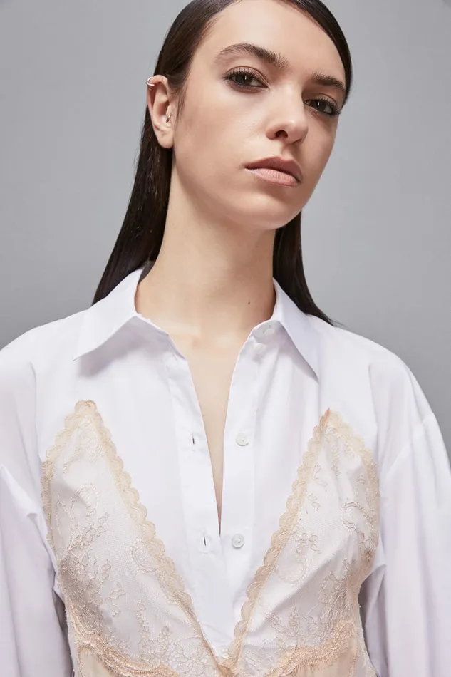 Patrizia Pepe Dresses Viscose Satin Shirt Dress Beige 8211 Women