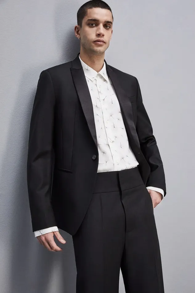 Patrizia Pepe Jackets OneButton Tuxedo Jacket In Cool Wool Black 8211 Men