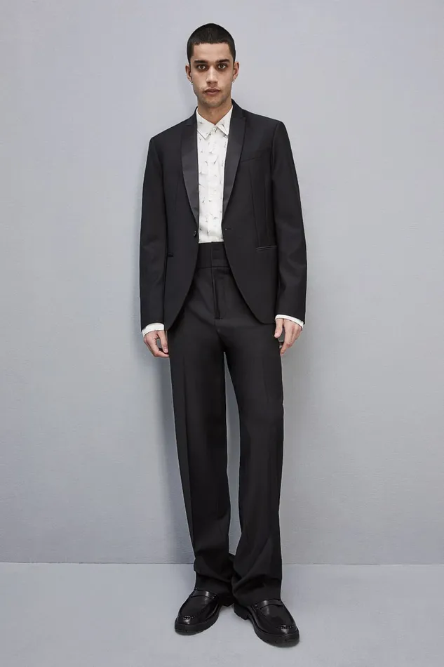 Patrizia Pepe Jackets OneButton Tuxedo Jacket In Cool Wool Black 8211 Men