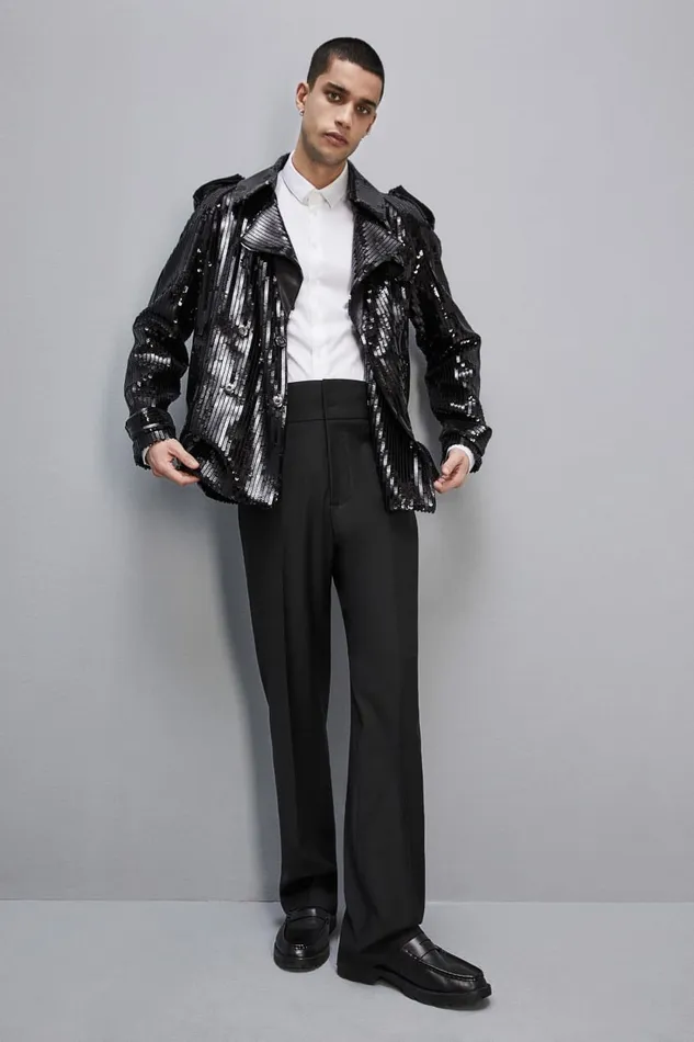 Patrizia Pepe Jackets Short Sequin TrenchEffect Jacket Black 8211 Men