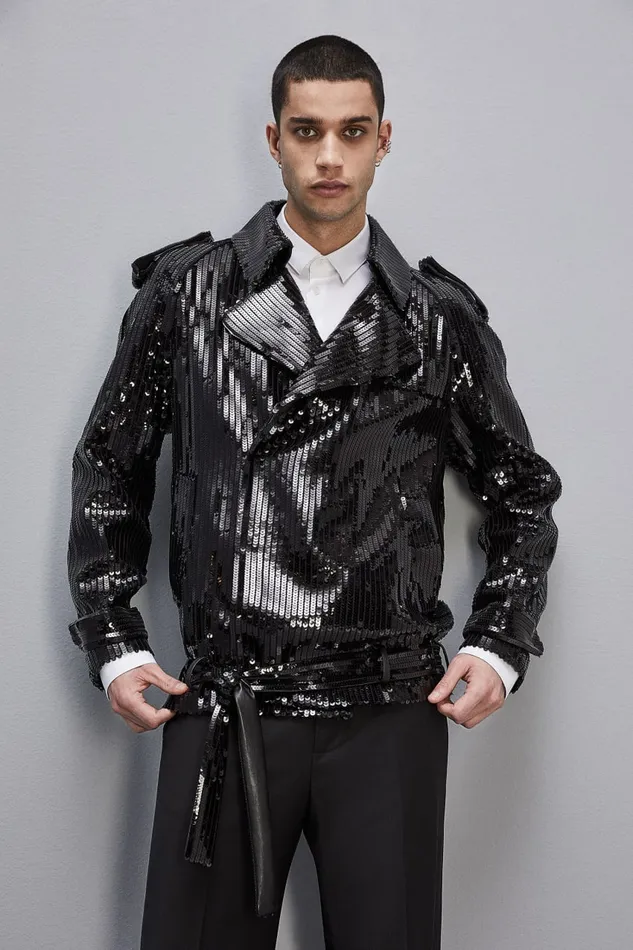 Patrizia Pepe Jackets Short Sequin TrenchEffect Jacket Black 8211 Men