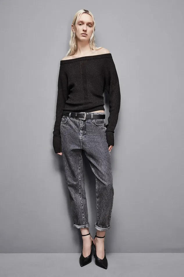 Patrizia Pepe Knitwear Essential Lurex Ribbed Sweater Black 8211 Women