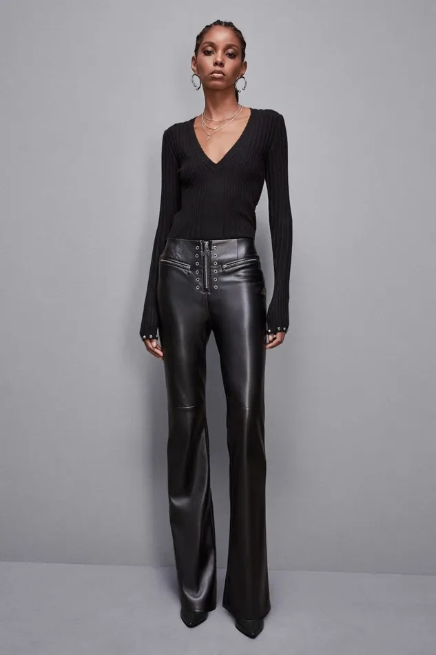 Patrizia Pepe Knitwear Essential Ribbed Knitting Sweater Black 8211 Women