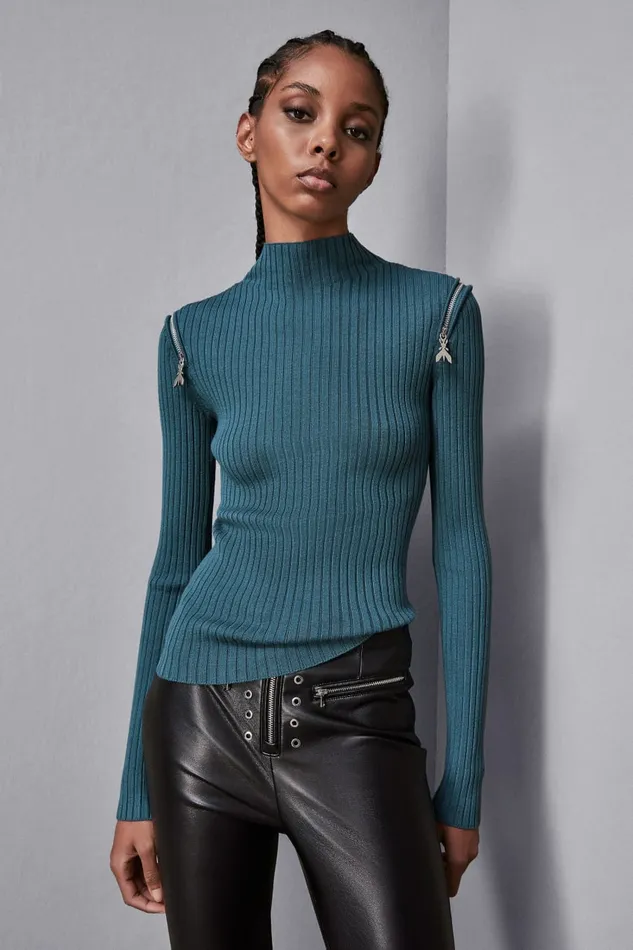 Patrizia Pepe Knitwear Essential Slim Fit Ribbed Knitting Sweater Green 8211 Women Patrizia Pepe Knitwear Essential Slim Fit Ribbed Knitting Sweater Green 8211 Women