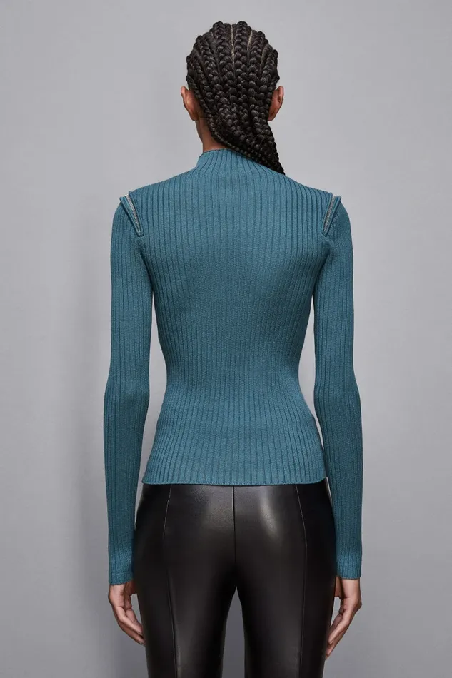 Patrizia Pepe Knitwear Essential Slim Fit Ribbed Knitting Sweater Green 8211 Women