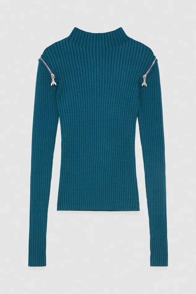 Patrizia Pepe Knitwear Essential Slim Fit Ribbed Knitting Sweater Green 8211 Women