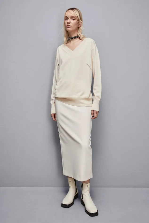Patrizia Pepe Knitwear Soft Wool Sweater Beige 8211 Women