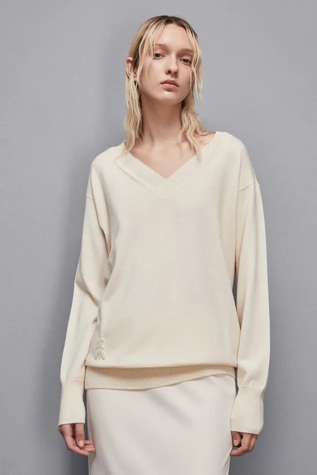 Patrizia Pepe Knitwear Soft Wool Sweater Beige 8211 Women