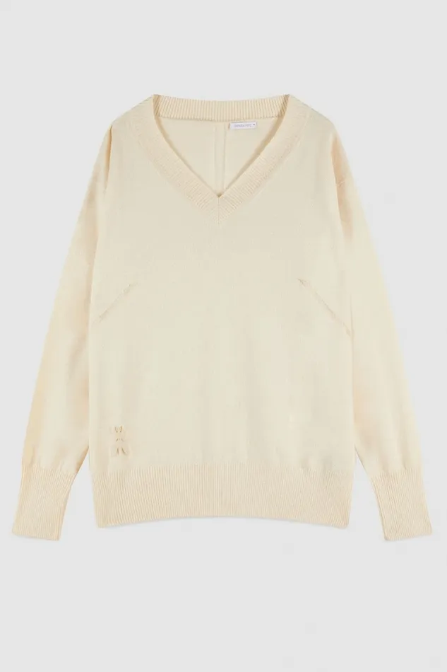 Patrizia Pepe Knitwear Soft Wool Sweater Beige 8211 Women