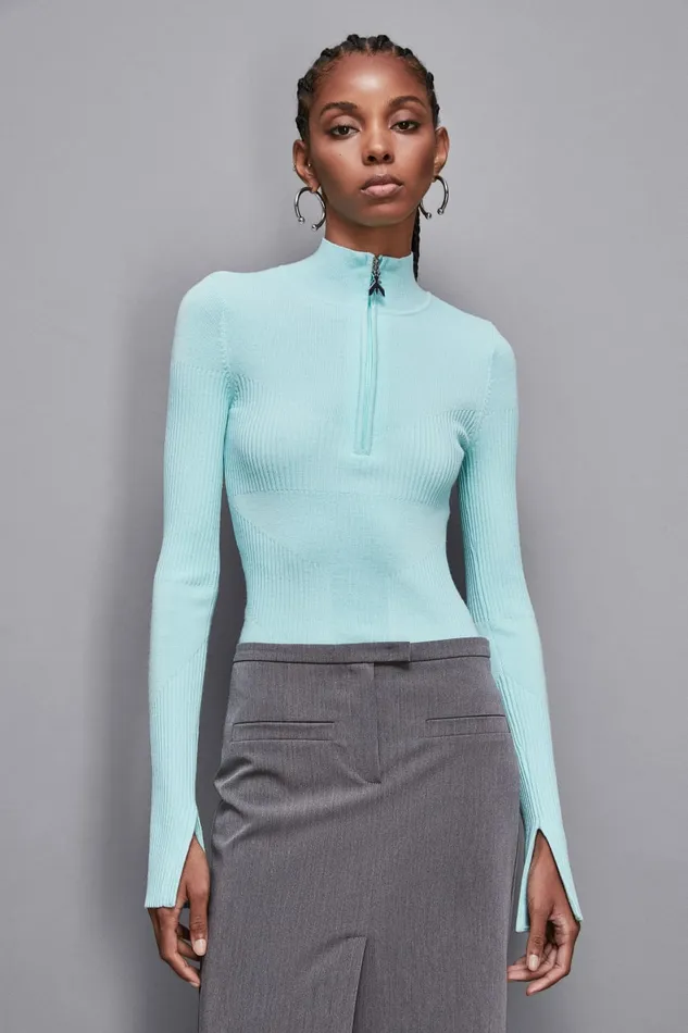 Patrizia Pepe Knitwear Wool Blend Turtleneck Sweater Light Blue 8211 Women