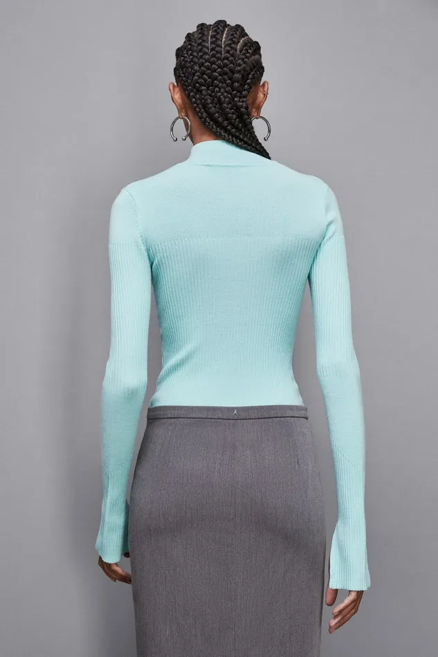 Patrizia Pepe Knitwear Wool Blend Turtleneck Sweater Light Blue 8211 Women
