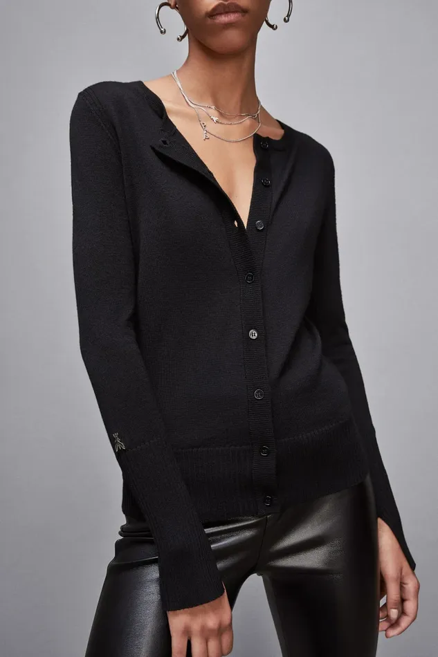 Patrizia Pepe Knitwear Wool Cardigan With Round Neckline Black 8211 Women