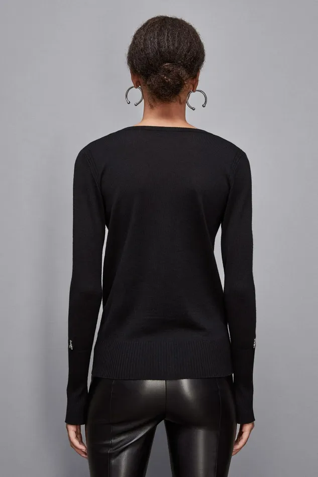 Patrizia Pepe Knitwear Wool Cardigan With Round Neckline Black 8211 Women
